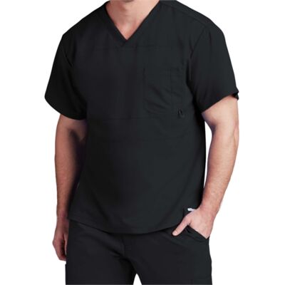 Grey's Anatomy Men's Paneled V-Neck Solid Scrub Top Thumbnail